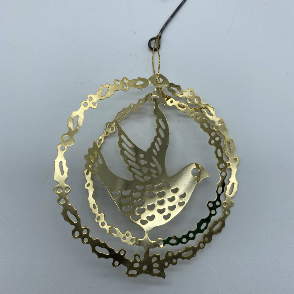 Bird Dove 24K Gold Finish Brass Christmas Ornament - Picture 3 of 10